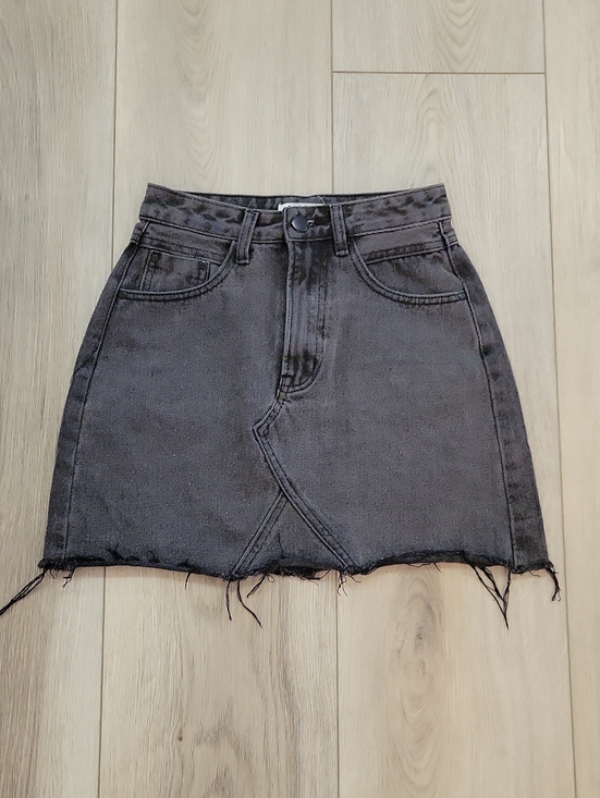DISSH Dresses & Skirts - DISSH Charcoal Black Washed Denim Mini Skirt with Raw Hem